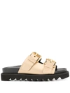 MOSCHINO PLATFORM BUCKLE STRAP SANDALS