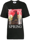 Msgm Spring Print Oversized T-shirt In Black