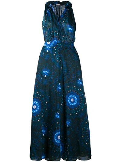 Department 5 Abstract-print Belted Dress In Blue