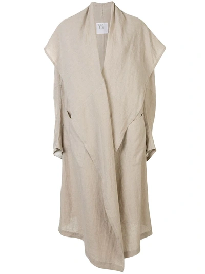 Y's Oversized Linen Coat In Neutrals