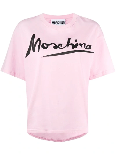 Moschino Logo-print Oversized T-shirt In Pink