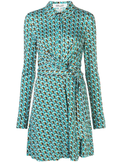 Diane Von Furstenberg Floral Print Wrap Dress In Blue