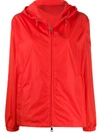 Moncler Short Hooded Zipped Jacket In Red