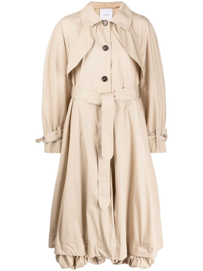 Patou Flared Belted Trench Coat In Beige