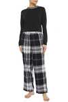 DKNY CHECK PLEASE PRINTED COTTON-BLEND FLANNEL PAJAMA PANTS,3074457345622447211