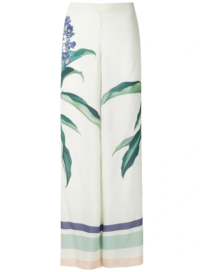 Adriana Degreas Printed Stretch-jersey Wide-leg Trousers In White