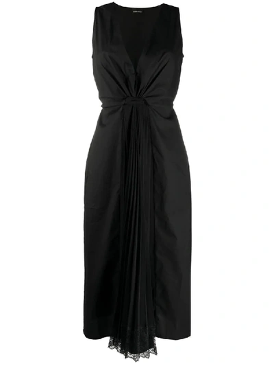 Ermanno Scervino Lace-embellished Pleated Dress In Black