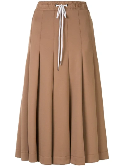 Markus Lupfer Pleated Midi Skirt In Brown