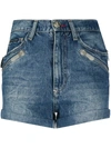 Philipp Plein Multi-pocket Denim Shorts In Blue