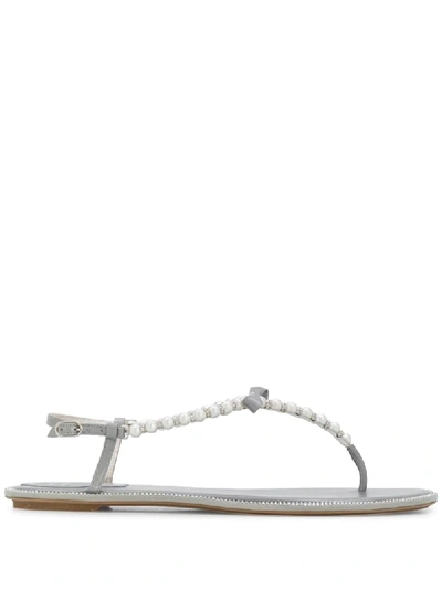 René Caovilla Pearl Thong Sandals In Grey