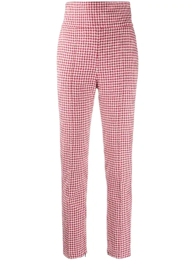 Alexandre Vauthier High-waisted Houndstooth Trousers In Red