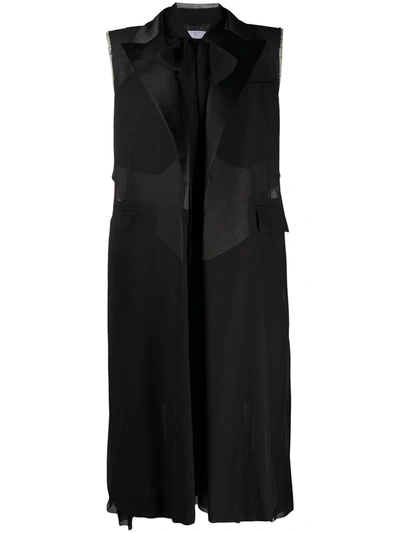 Sacai 褶饰西式马甲设计连衣裙 In Black
