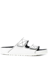 Proenza Schouler + Birkenstock Arizona Topstitched Glossed-leather Sandals In White