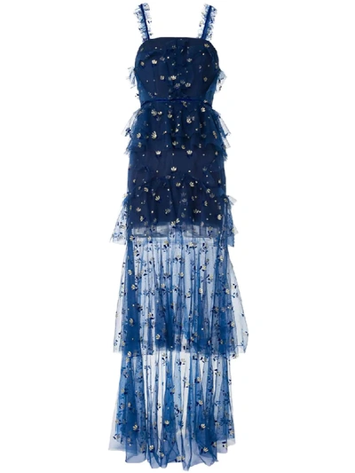 Alice Mccall Cowboy Tears Flared Gown In Blue