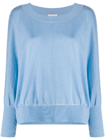 Snobby Sheep Contrast Trim Jumper In Blue