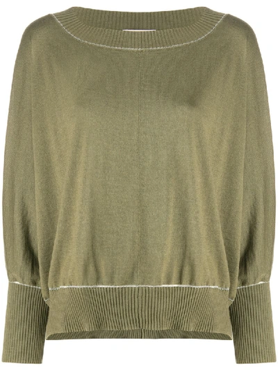 Snobby Sheep Contrast Trim Jumper In Green