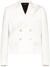 Amiri Embellished Double-breasted Woven Blazer In White