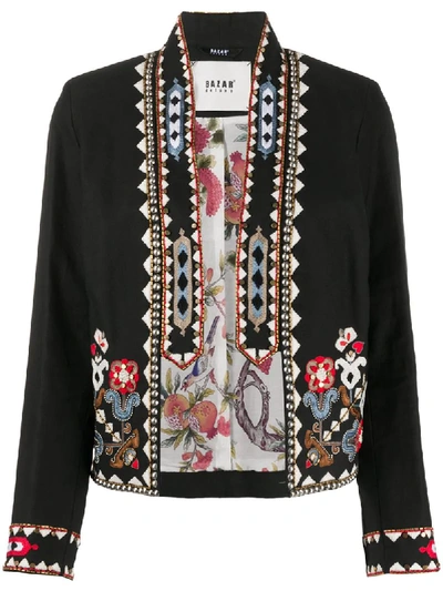 Bazar Deluxe Embroidered Cropped Jacket In Black