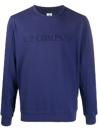 C.p. Company Logo Embroidered Crewneck Sweatshirt In Purple