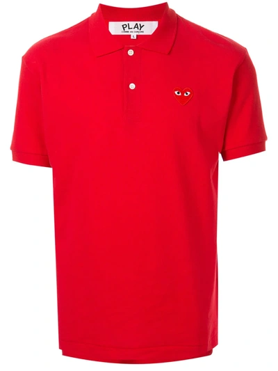 Comme Des Garçons Play Logo刺绣polo衫 In Red