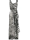 Dolce & Gabbana Wrap-effect Zebra-print Chiffon Maxi Dress In Black