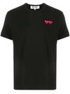 Comme Des Garçons Play Double Heart Patch Short Sleeve T-shirt In Black