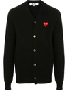 Comme Des Garçons Play Embroidered Logo Cardigan In Black