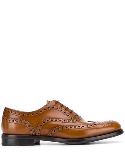Church's Brown Smooth Calf Leather Construction Brogues In Light Brown