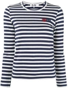 COMME DES GARÇONS PLAY STRIPED-PRINT BRANDED TOP