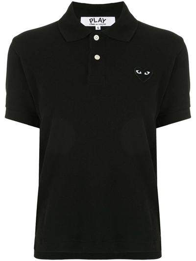 Comme Des Garçons Play Logo-patch Cotton Polo Shirt In Black