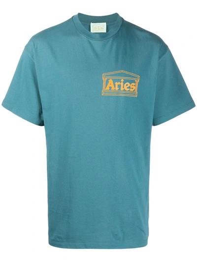 Aries Logo短袖t恤 In Blue