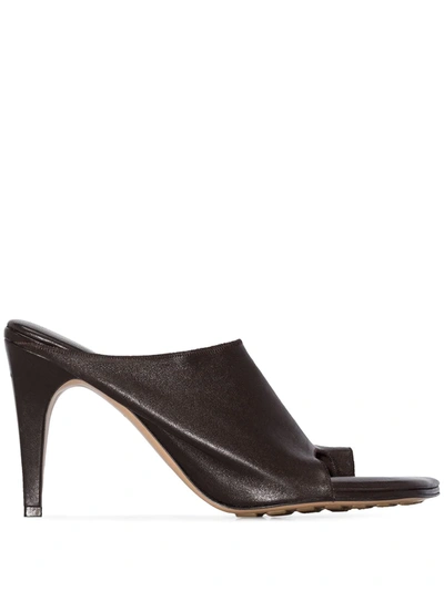 Bottega Veneta Brown Leather Flex Mule Sandals In Black