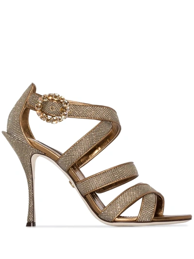 Dolce & Gabbana Keira 105mm Glitter-effect Sandals In Metallic