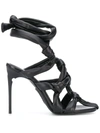 OFF-WHITE KNOTTED STRAPPY SANDALS