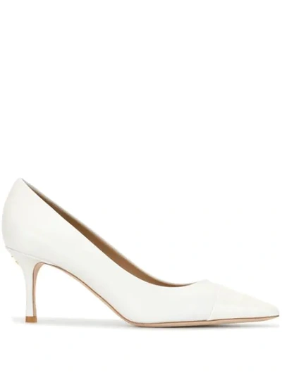 Tory Burch Smooth And Faux Patent-leather Pumps In New Ivory / New Ivory