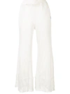 Miharayasuhiro Flared Mesh Trousers In White