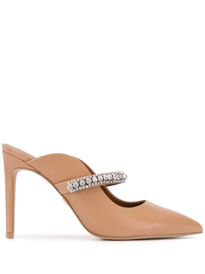 Kurt Geiger Duke Crystal Strap Pointed Toe Mule In Camel