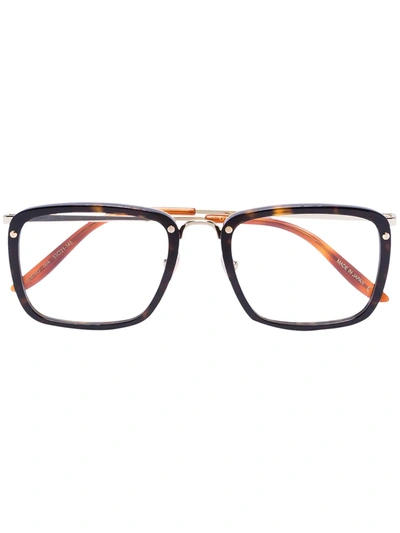 Gucci Brown Tortoiseshell Square Optical Glasses