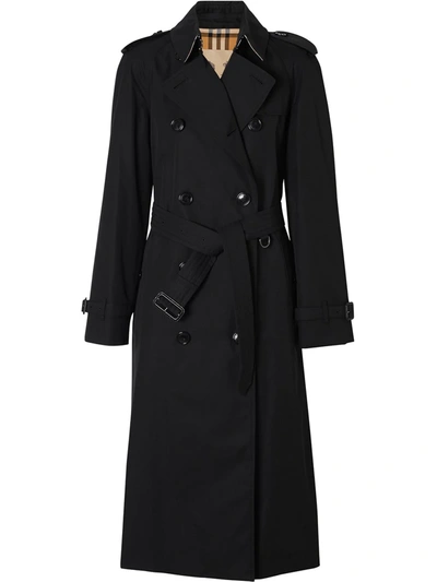 Burberry Waterloo Heritage Double-breasted Trench Coat In Black