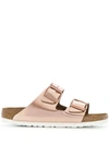 Birkenstock Papillio Arizona Logo-embossed Vegan-leather Sandals In Metallic