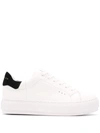 Kurt Geiger Laney Leopard-print Leather Platform Trainers In White/blk