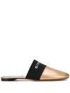 Givenchy 10mm Bedford Logo Leather Mules In Gold