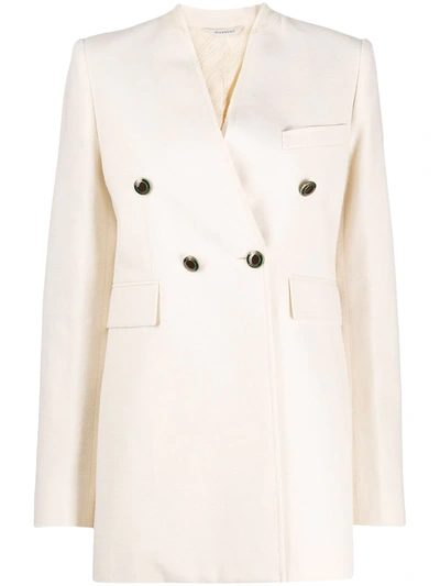 Givenchy Collarless Double-breasted Blazer In Neutrals