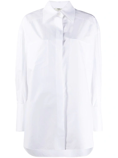 Fendi Cuff-link-detail Button-up Shirt In White