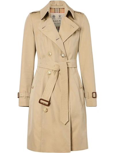 Burberry Kensignton Heritage Double-breasted Trench Coat In Brown