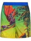 Valentino Dragonat Dawn Print Nylon Swim Shorts In Green