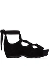 Rosetta Getty Black 65 Lace-up Suede Sandals In Black