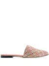 Marco De Vincenzo Check-crystal Slippers In Pink