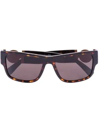 Versace Medusa Medallion Square-frame Sunglasses In Brown