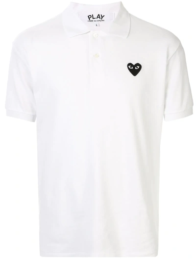 Comme Des Garçons Play Heart Patch Polo Shirt In White